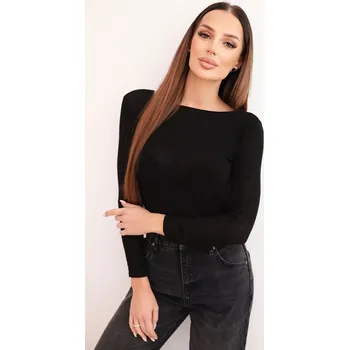 Dámská halenka Kesi Włoski Dámská kasmírová blůza s kulatým výstřihem a dlouhými rukávy černá Kesi Włoski černá 3481261