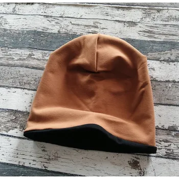 Kojenecká čepice Yháček Šmoulí čepička Yháček, oboustranná, černá/karamelová Velikost:: M