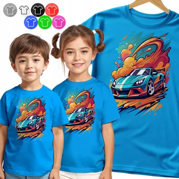 Chlapecké tričko DĚTSKÉ TRIČKO T-SHIRT - SPORTOVNÍ AUTO TYRKYSOVÉ SPLASH PRO CHLAPCE - 3XS