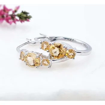 Náušnice Dámské Náušnice Prana s citrínem 2 cm stříbrné