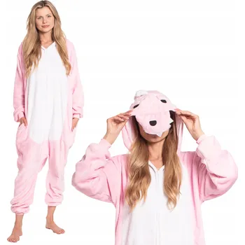 Dámské pyžamo Dámské pyžamo kombinéza Kigurumi Onesie kostým Dinosaurus růžová 175-185 XL