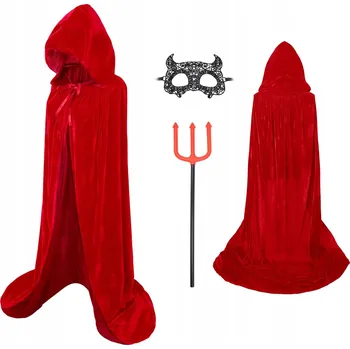 Karnevalový kostým Halloweenský Plášť s kapucí červený, 130 cm
