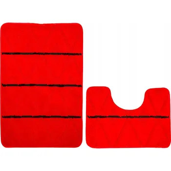 Obraz SADA 2 ks ČERVENO-ČERNÉ PŘEDLOŽKY DO WC PALMA PROTISKLUZOVÉ S VZOREM ROMBŮ