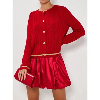 Dámský svetr Sinsay - Propínací svetr na knoflíky - červená - 125HL-33X - 125HL-33X-XL