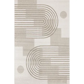 Koberec KOBEREC BÉŽOVÝ KRÉMOVÝ DVOUÚROVŇOVÝ MĚKKÝ DO OBÝVACÍHO POKOJE MATARA 120x170 cm