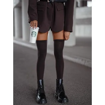 Dámské ponožky Jednobarevné nadkolenky čokoládové