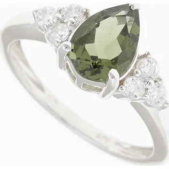 Prsten My Moldavite Stříbrný prsten s vltavínem a zirkony R10-12035 52.5 mm