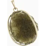 My Moldavite Zlatý přívěsek s přírodním vltavínem 1767-1