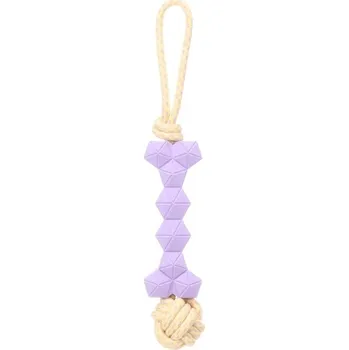 Hračka pro psa Hračka FLAMINGO polyester - Joanie přetahovadlo s kostí fialové 37,5x6,5x6,5cm (250g)