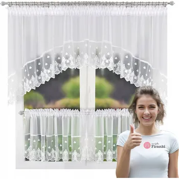 Záclona VOÁLOVÁ ZÁCLONA S VÝŠIVKOU, MARKÝZA VITRÁŽOVÁ ZÁCLONA S GUIPUROU, NA ŘASÍCÍ PÁSCE, 300x150 cm