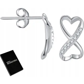 Náušnice POSTŘÍBŘENÉ NÁUŠNICE SRDCE NEKONEČNO ŠROUBOVACÍ PEcky STŘÍBRO 925