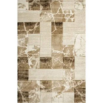 Koberec KOBEREC VZHLED MRAMORU DO ČTVERCŮ BÉŽOVÝ KRÉMOVÝ HNĚDÝ DO OBÝVÁKU AMELIA 140x190 cm