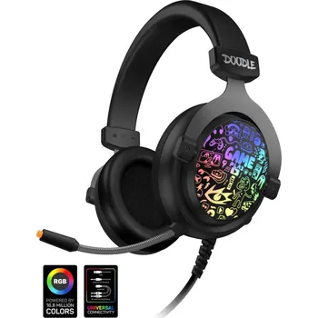 Sluchátka CONNECTIT CONNECT IT DOODLE RGB herní sluchátka s mikrofonem, CERNÁ CHP-6501-BK