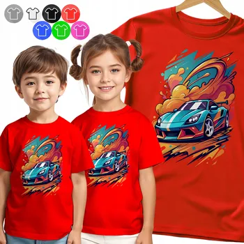 DĚTSKÉ TRIČKO T-SHIRT - SPORTOVNÍ AUTO TYRKYSOVÉ SPLASH PRO CHLAPCE - 3XS