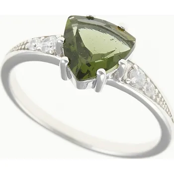 Prsten My Moldavite Stříbrný prsten s vltavínem a zirkony 283Z-14133 57 mm