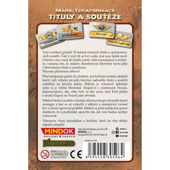 Společenská hra MINDOK Mars: Teraformace – Tituly a soutěže – rozšíření 8