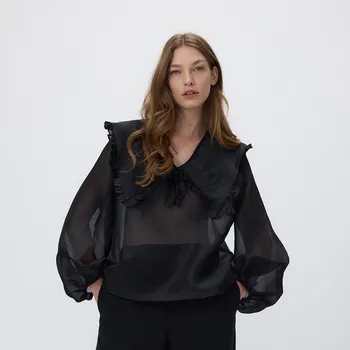 Reserved - Halenka s&nbsp;dekorativním límcem - černý - 110IC-99X - 110IC-99X-XS