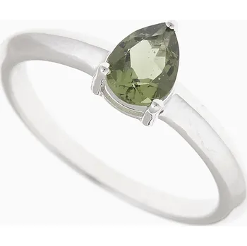Prsten My Moldavite Stříbrný prsten s vltavínem R07-12878 56.5 mm