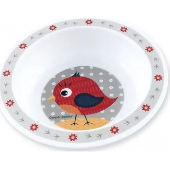 dětská jídelní sada CANPOL BABIES 4/412 Plastová miska CUTE ANIMALS 270 ml - Ptáček červený