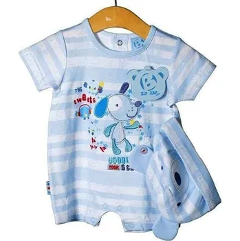 Kojenecký body ZIP ZAP body letní pruh + čepička ROCK STAR modro-bílé vel. 50cm