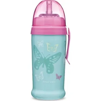 Kojenecká láhev Canpol babies Sportovní láhev se silikonovou nevylévací slámkou Motýlek 350 ml tyrkysová