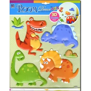 Samolepící dekorace STICKER BOO Nástěnné dekorace: 3D DINOSAUŘI 38 x 31cm (6ks)