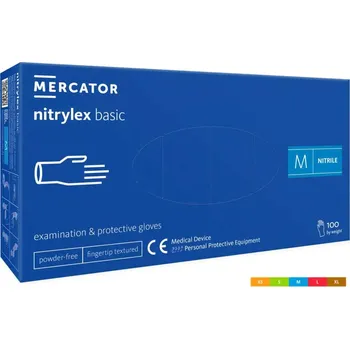 Vyšetřovací rukavice MERCATORMEDICAL Jednorázové nitrilové rukavice, Nitrilex Basic modré vel.XL, bal: 100ks