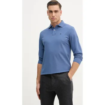 Pánské tričko Bavlněné tričko s dlouhým rukávem Hackett London HM5500022 modrá 95X, vel. XL