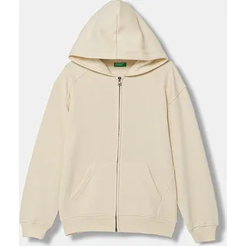 Chlapecká mikina Dětská mikina United Colors of Benetton béžová barva, s kapucí, hladká, 3J73C505N 3J73C505N.G.Seasonal 80X, vel. 122