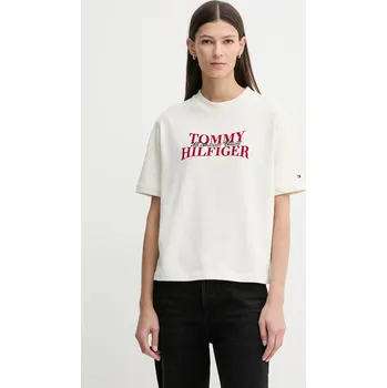 Bavlněné tričko Tommy Hilfiger WW0WW47884 béžová 01X, vel. XS