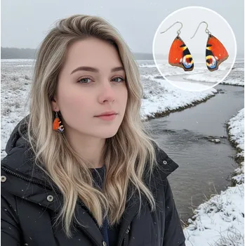 Náušnice art-wood.cz Visací náušnice - křídlo, Babočka paví oko