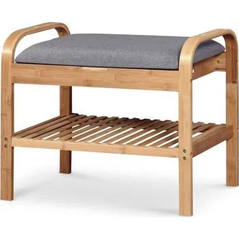 Botník Botník NALI s úložným prostorem — masiv, látka, přírodní / šedá