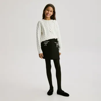 Dívčí sukně Reserved - Tvídová sukně s ozdobou - černý - 404FW-99X - 404FW-99X-152