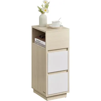 Noční stolek Úzký noční stolek se zásuvkami, bělený dub