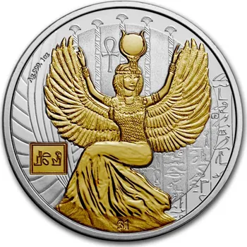 Střbrná mince 1oz bohové Egypta - Isis 2023 Zlacená limitovaná edice