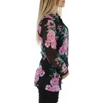 Guess květinová halenka s dlouhými rukávy Guess černá | zelená | růžová 3457811