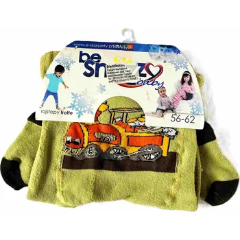 Dámské punčochy BE SNAZZ Zimní punčocháče zelené s obrázkami 56-62 cm