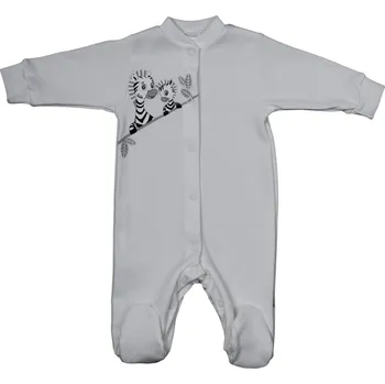 Kojenecký overall AMARO Overal na spaní s ťapkami ZEBRY - ŠEDÝ vel. 68cm