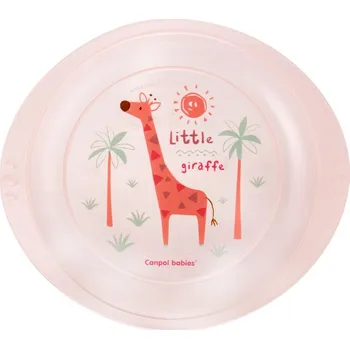CANPOL BABIES Plastový talířek miska s uchem AFRIKA - růžový průhledný