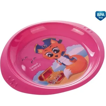 dětská jídelní sada CANPOL BABIES Plastový talířek s uchem PIRÁTI - růžový
