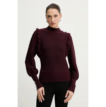 Dámský svetr Svetr Morgan dámský, vínová barva, s pologolfem, MGENEV 93X, vel. XS
