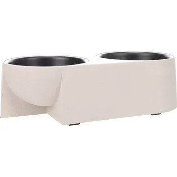 Miska pro psa Dvojmiska FLAMINGO Kana plastová béžovočerná 2x750ml