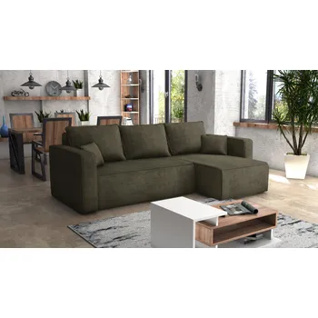Sedací souprava Rohová rozkládací sedačka FIRE - olivová - manšestr - LINCOLN 37