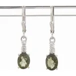 My Moldavite Stříbrné náušnice s vltavíny a zirkony ER03