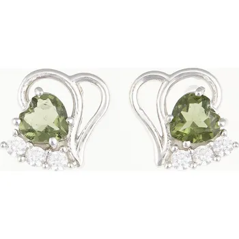 Náušnice My Moldavite Stříbrné náušnice s vltavíny a zirkony 414Z-2