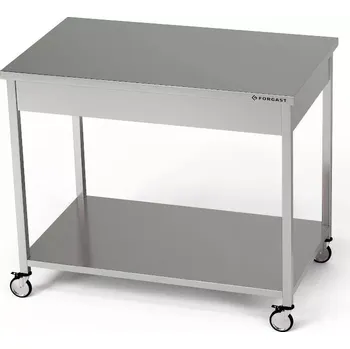 Dílenský stůl Nerezový pracovní stůl s policí na kolečkách 170x70x85 cm | FORGAST