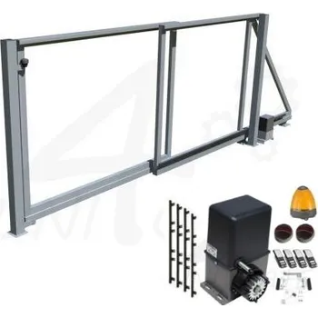 brána Posuvná samonosná teleskopická brána vč. sloupků a automatizace - 4000 x 1250 mm