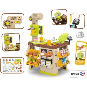 Dětská kuchyňka SMOBY 350232 Kavárna s Bio Espresso kávovarem, elektronickou pokladnou a skenerem