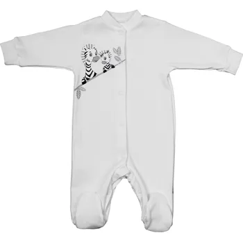 Kojenecký overall AMARO Overal na spaní s ťapkami ZEBRY - KRÉMOVÝ vel. 80cm