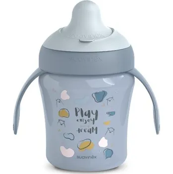 Kojenecká láhev SUAVINEX Nerozlitný hrníček BEAR 200 ml - Modrý